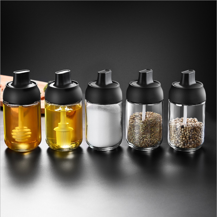 High Quality Kitchen Spice Packaging Containers Glass Spice Mill With Spoon