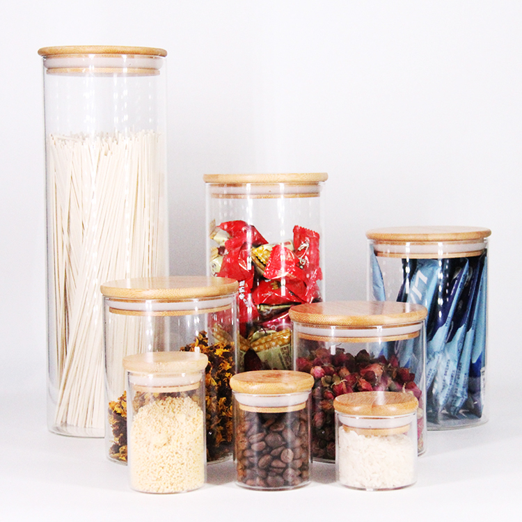 High Quality Kitchenware Jelly Food Storage Glass Jar With Bamboo Lid For Honey