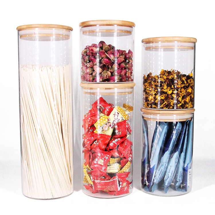 High Quality Kitchenware Jelly Food Storage Glass Jar With Bamboo Lid For Honey
