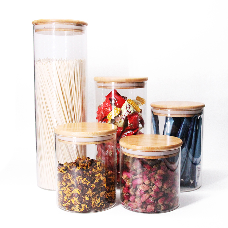 High Quality Kitchenware Jelly Food Storage Glass Jar With Bamboo Lid For Honey