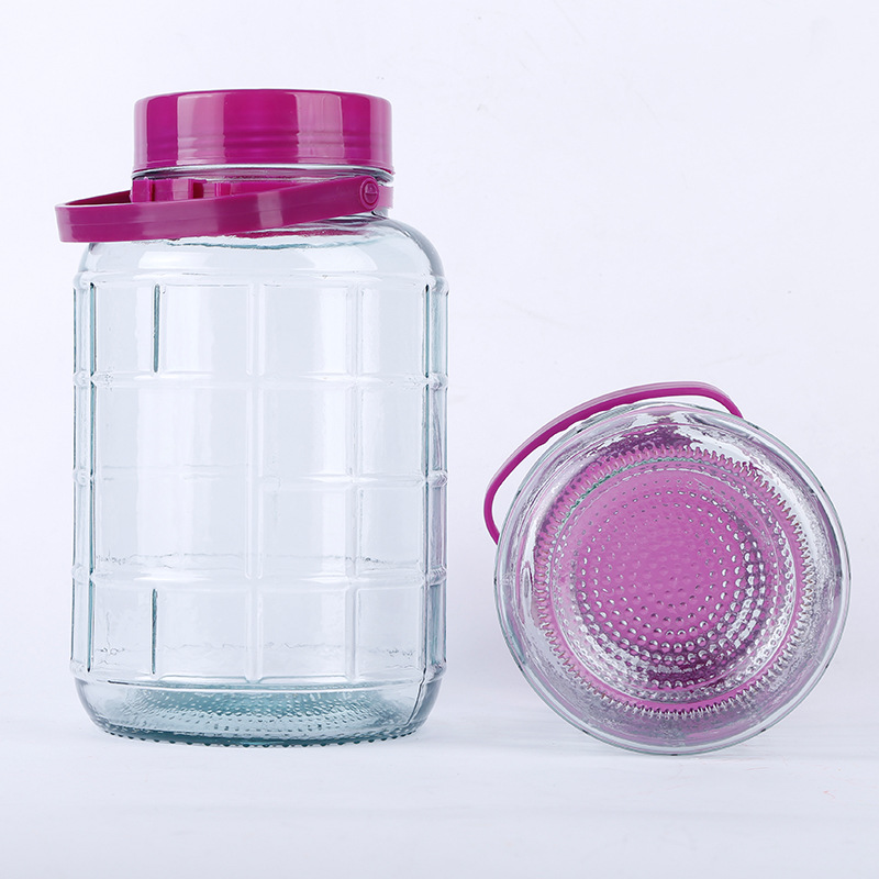High Quality Large Round Glass Jar with Plaid Pattern 10L Home Made Juice Glass Jar Wide Mouth Wine Jar in Stock