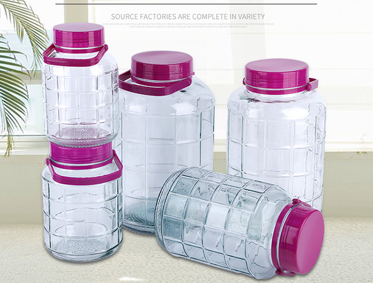High Quality Large Round Glass Jar with Plaid Pattern 10L Home Made Juice Glass Jar Wide Mouth Wine Jar in Stock
