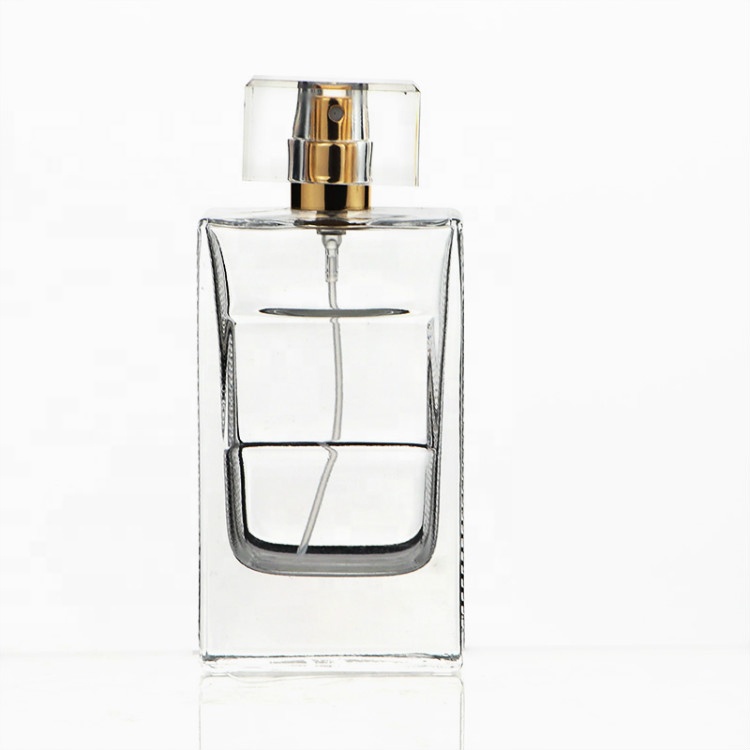 High Quality Luxury Clear 55ml Square Perfume Bottle Glass China