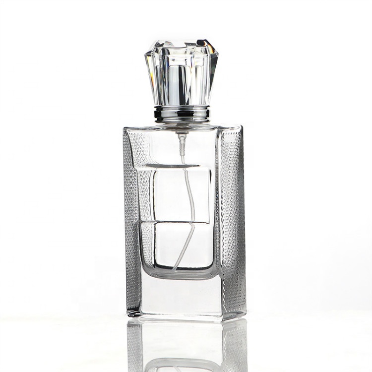 High Quality Luxury Clear 55ml Square Perfume Bottle Glass China