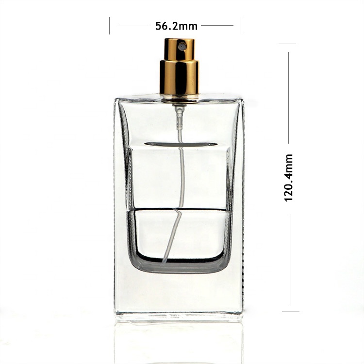 High Quality Luxury Clear 55ml Square Perfume Bottle Glass China