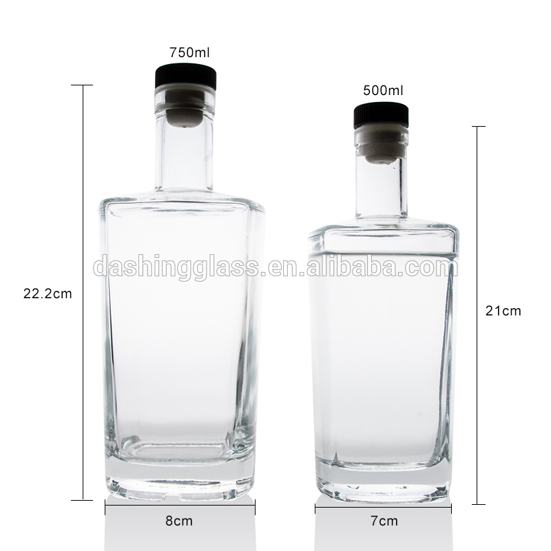 High Quality Luxury Empty Vodka Glass Bottle Glass Vodka Bottle 750ml