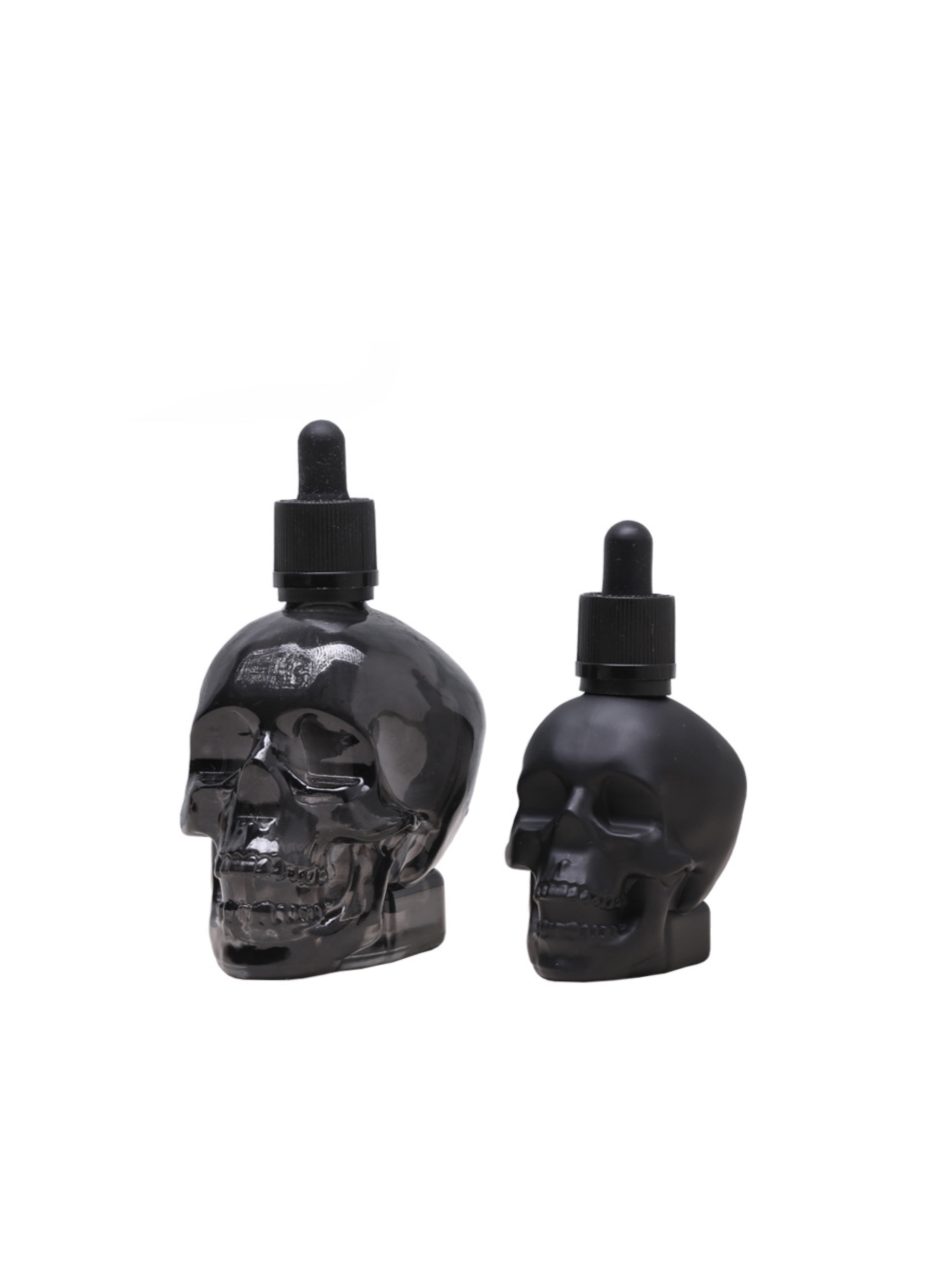 High Quality Luxury Skull Shape Glass Dropper Bottles 30ML
