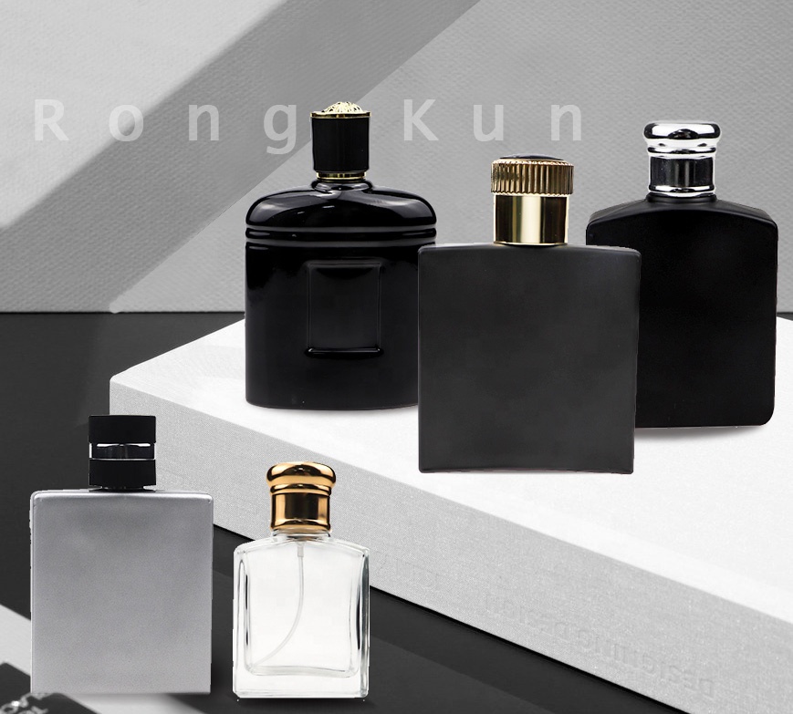 High Quality Man Square Matte Black Perfume 100ml Glass Bottle