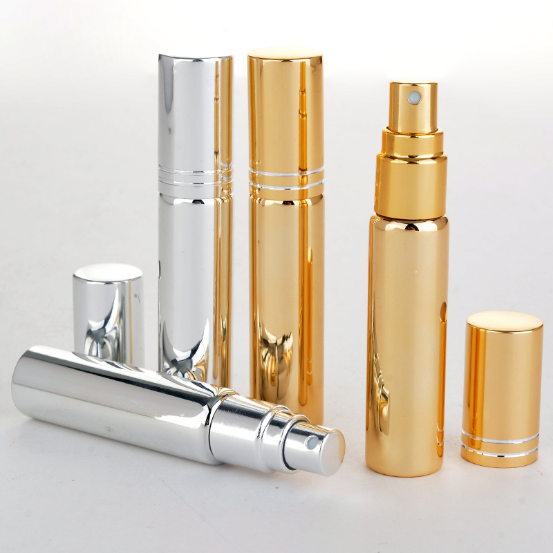 High Quality Mini Travel Empty Portable 5ml 10ml Gold And Silver Small Glass Perfume Fine Mist Sprayer Bottle
