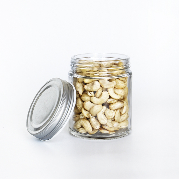 High Quality Newly design round sauce dressing glass packaging jar wide mouth container with Aluminum lids wholesale in stock