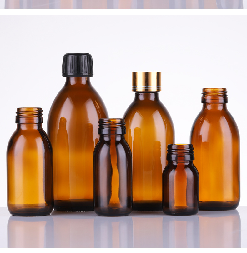 High Quality Oral solution syrup glass bottle 30ml-500ml Amber Glass Bottle with Sprayer