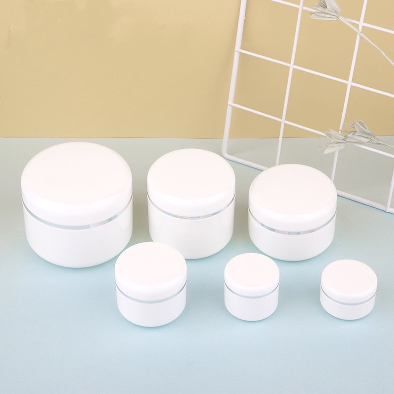 High Quality Pet Plastic Cosmetic Jar With Plastic Cover Custom Logo color label sticker 100 g 50 g