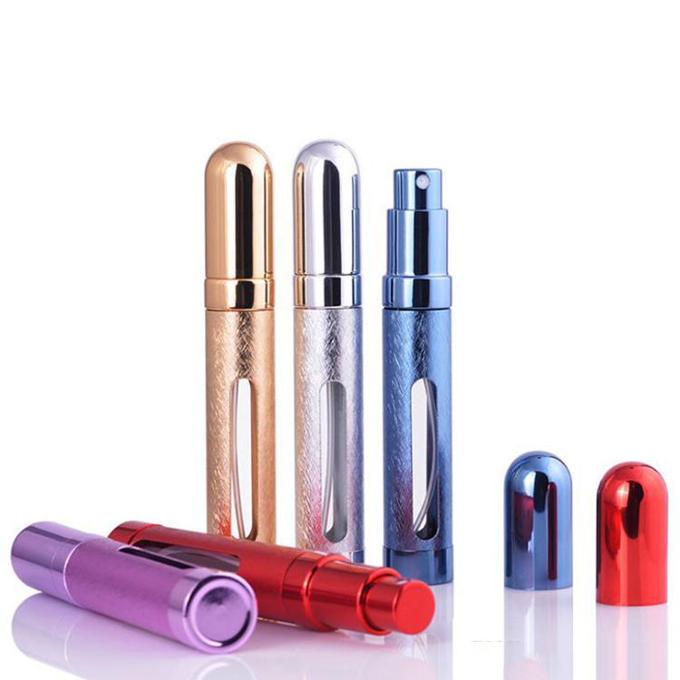 High Quality Polishing Colored Empty Glass Portable Travel Aluminum Brushed Round 6ml 10ml 12ml 15ml Perfume Spray Bottle