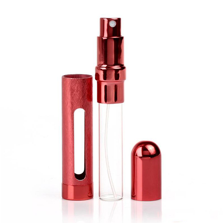 High Quality Polishing Colored Empty Glass Portable Travel Aluminum Brushed Round 6ml 10ml 12ml 15ml Perfume Spray Bottle