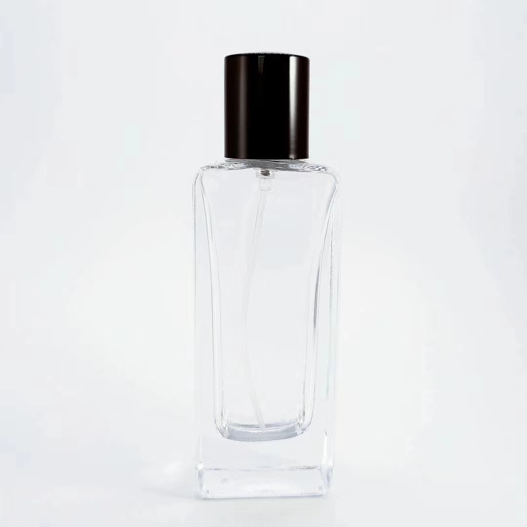 High Quality Rectangle Square Empty Thick 50ml Crimp Perfume Glass Bottles Glass Parfum Spray Bottle Wholesale