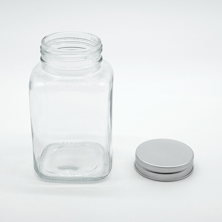 High Quality Rectangular Shape Glass Jar 500ml Juice Clear Jar in Stock 350ml Jam Glass Jar