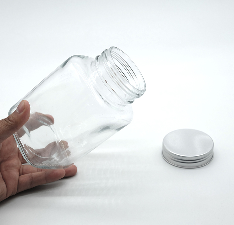 High Quality Rectangular Shape Glass Jar 500ml Juice Clear Jar in Stock 350ml Jam Glass Jar
