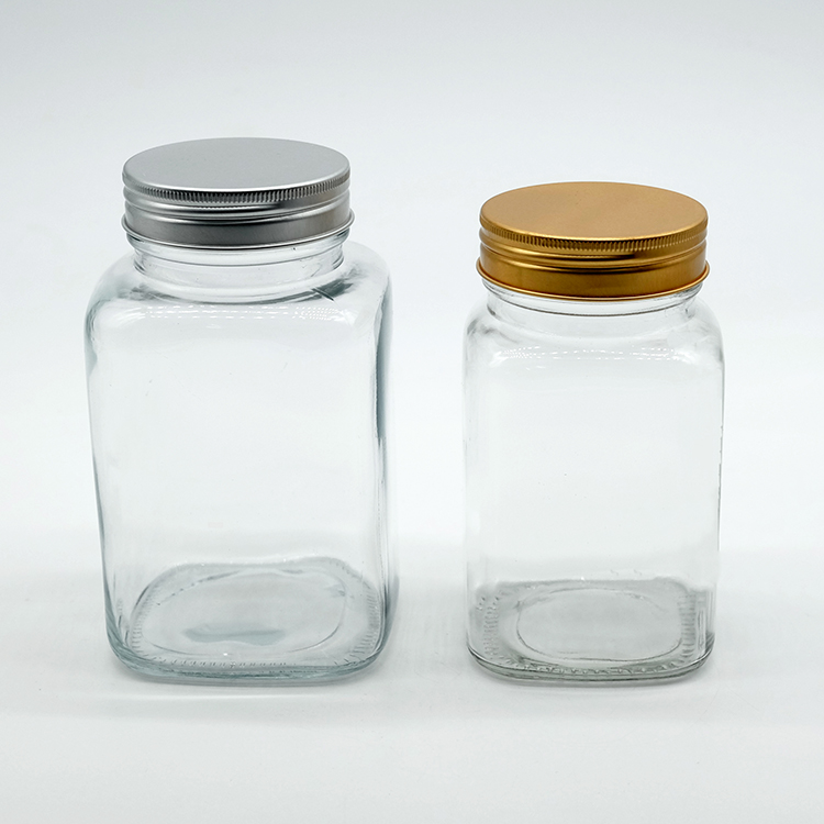High Quality Rectangular Shape Glass Jar 500ml Juice Clear Jar in Stock 350ml Jam Glass Jar