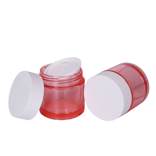 High Quality Red 50g PET  High Penetration Thick Wall Injection bottle Plastic Cream Jar Skin Care Cream Jar