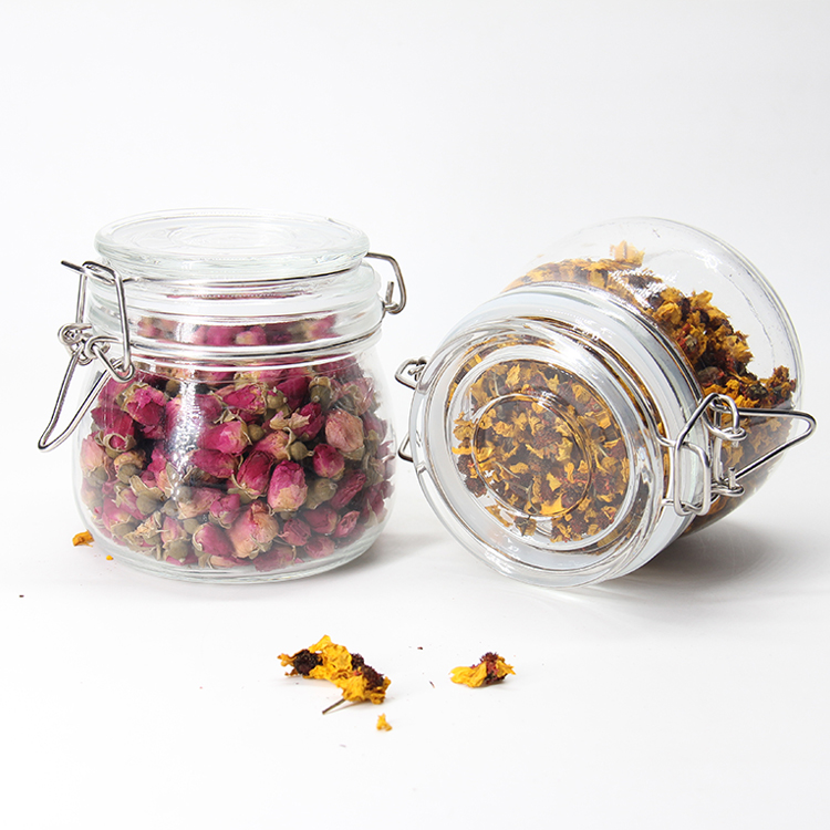 High Quality Round Airtight Storage Glass Jar With Clip Lid For Jam