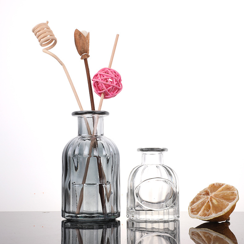 High Quality Round Fragrance Perfume Luxury Reed Diffuser Bottle Glass with Rattan Sticks