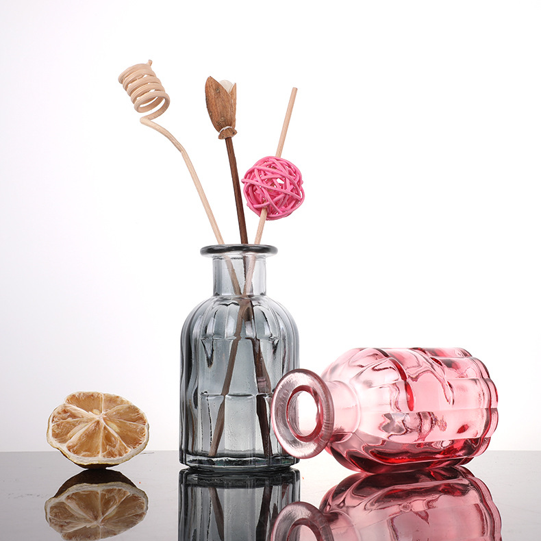 High Quality Round Fragrance Perfume Luxury Reed Diffuser Bottle Glass with Rattan Sticks