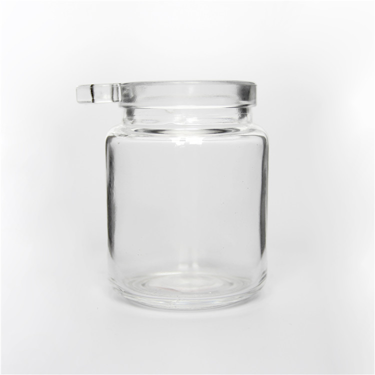 High Quality Round Glass Jar With Wooden Stopper and Spoon