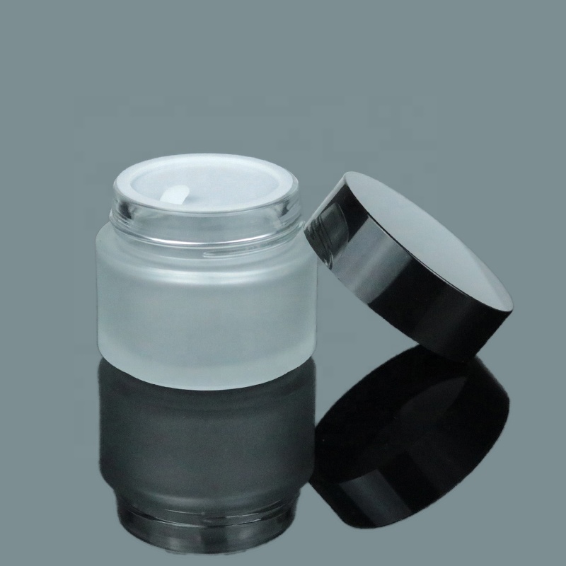 High Quality Skin Care Round Glass Jar 100g Frosted Glass Cosmetic Jar With Plastic Lid (GJM29)