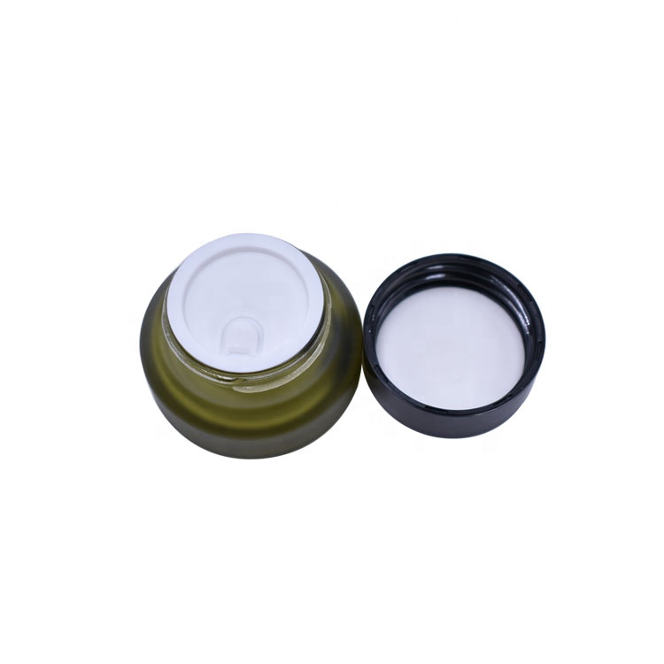 High Quality Skin Care Sloping Shoulder Frosted Green 0.5 oz 15 g 15 ml Mlni Cosmetic Skin Care Glass Cream Jar