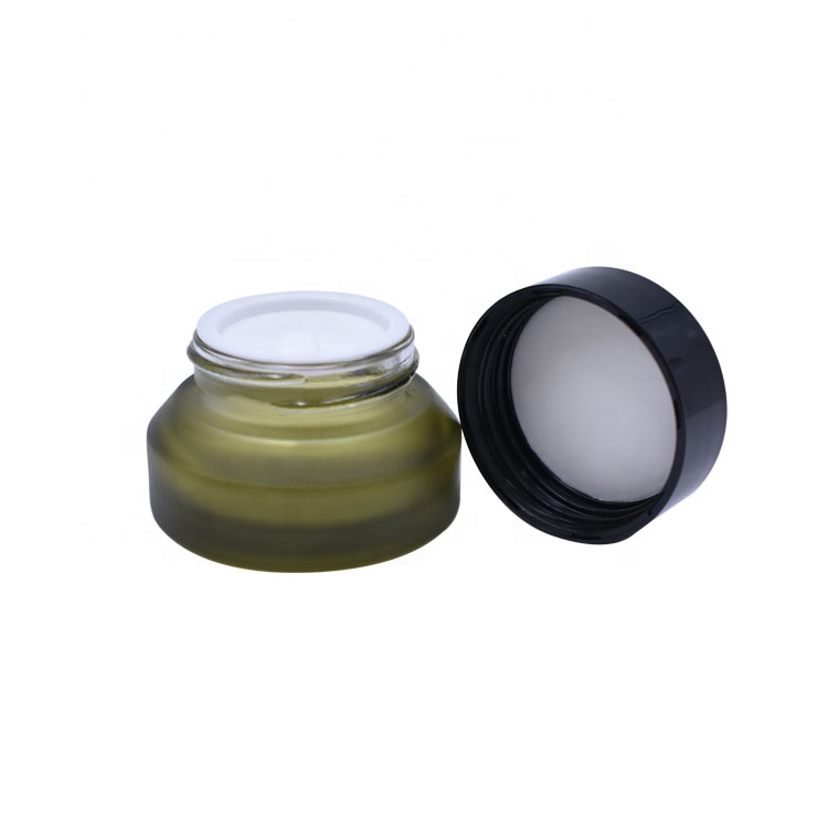 High Quality Skin Care Sloping Shoulder Frosted Green 0.5 oz 15 g 15 ml Mlni Cosmetic Skin Care Glass Cream Jar