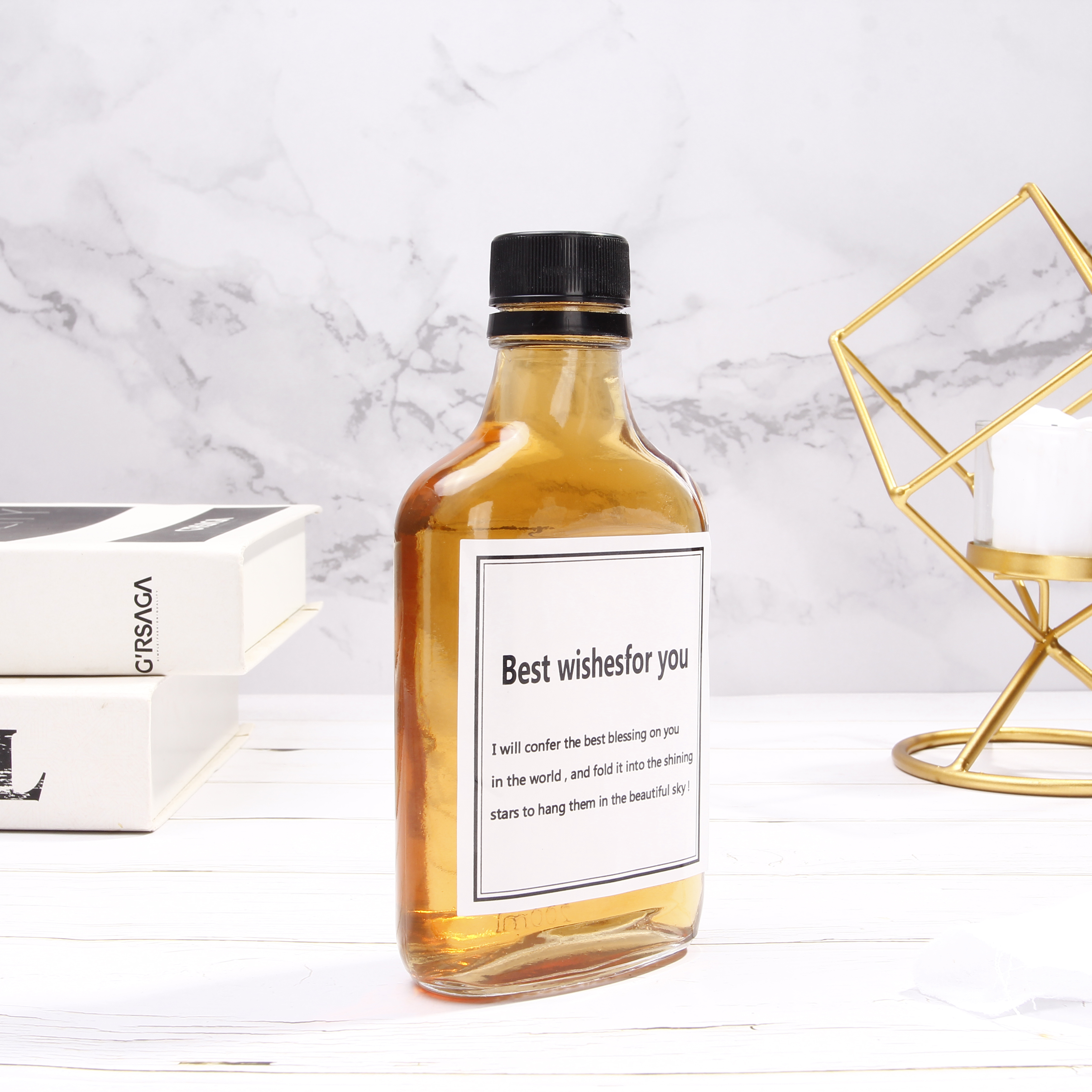 High Quality Small Capacity Flat Flask Glass Liquor Wine Whisky Bottles