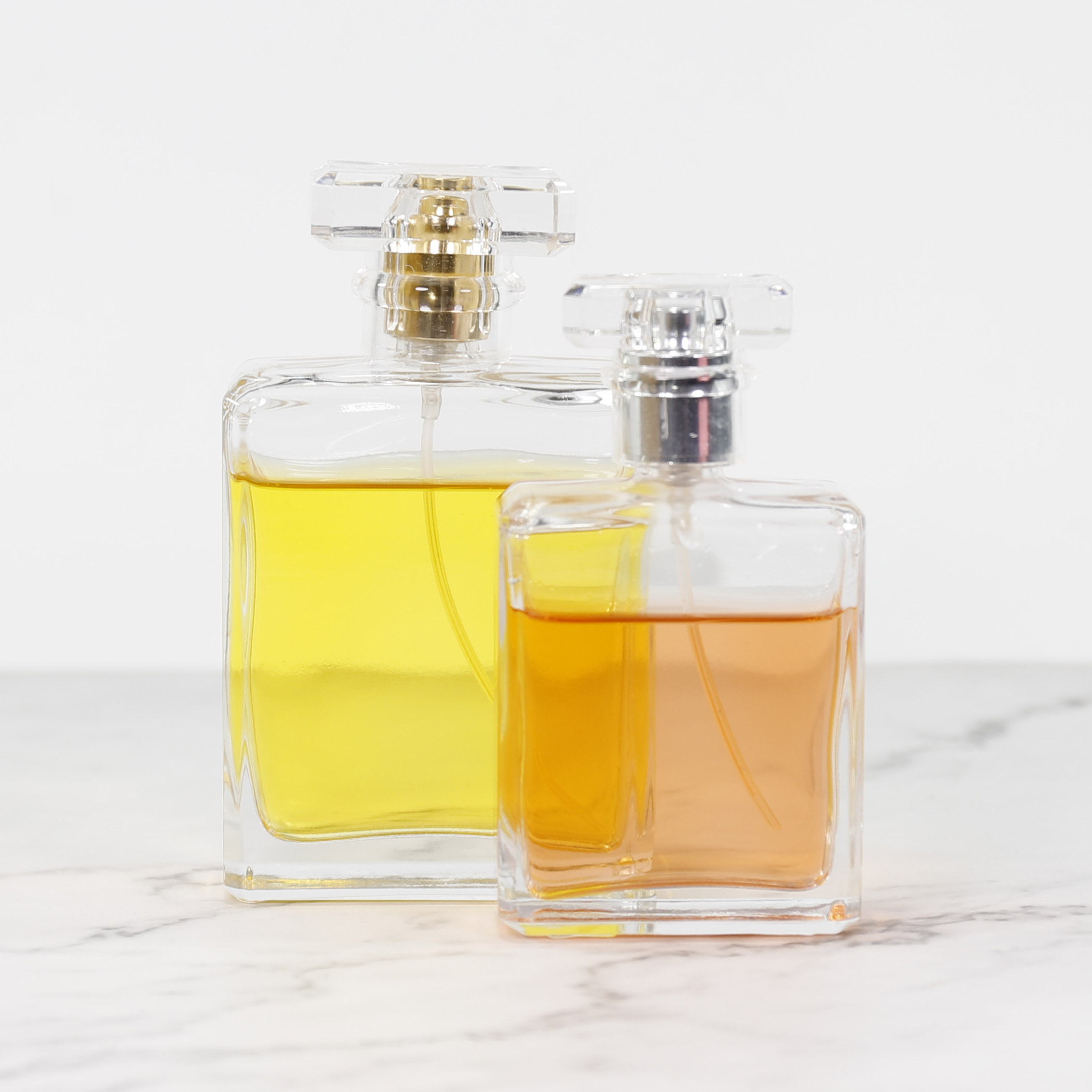 High Quality Square Crimp Custom Logo Perfume Spray Glass Bottle 50ml 100ml