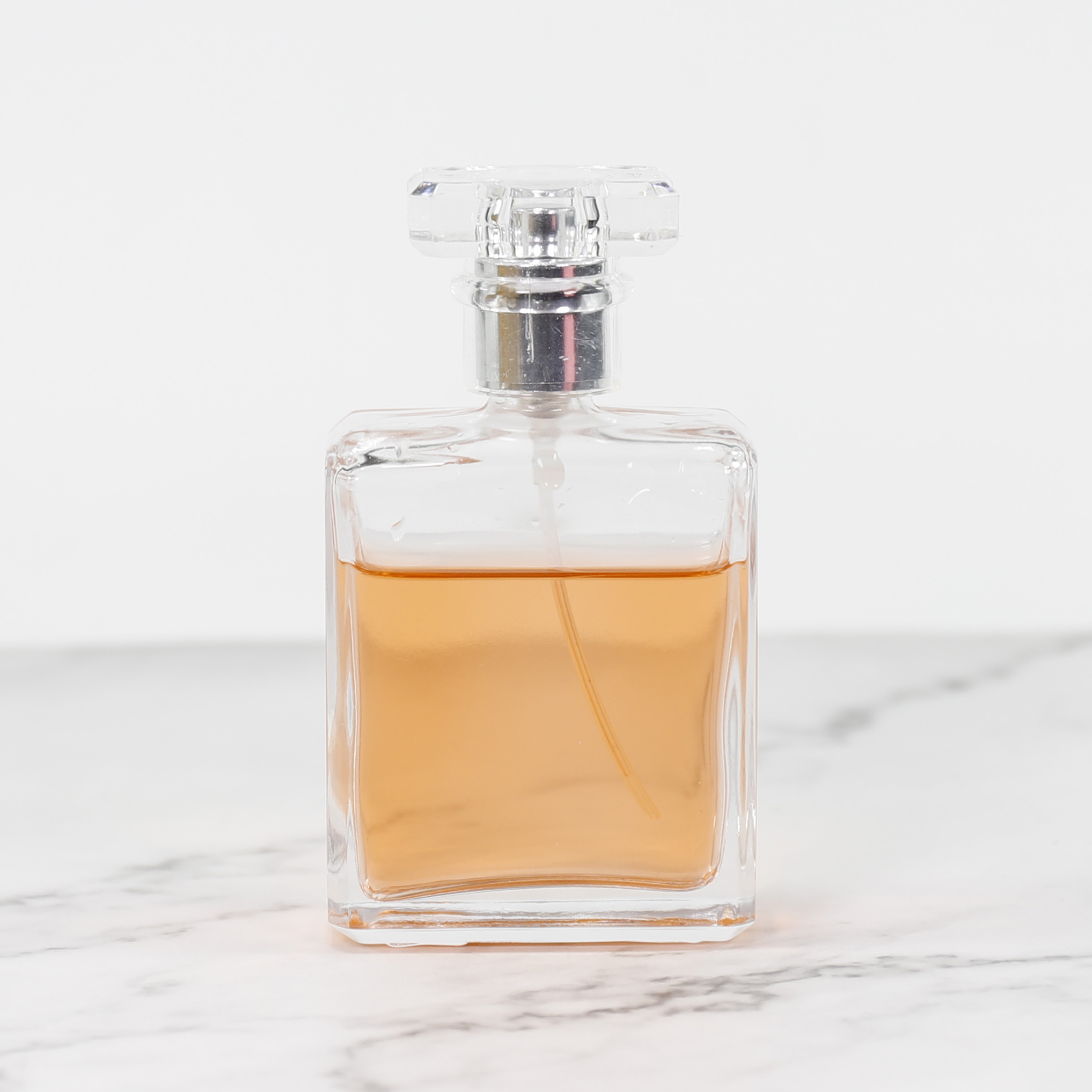 High Quality Square Crimp Custom Logo Perfume Spray Glass Bottle 50ml 100ml