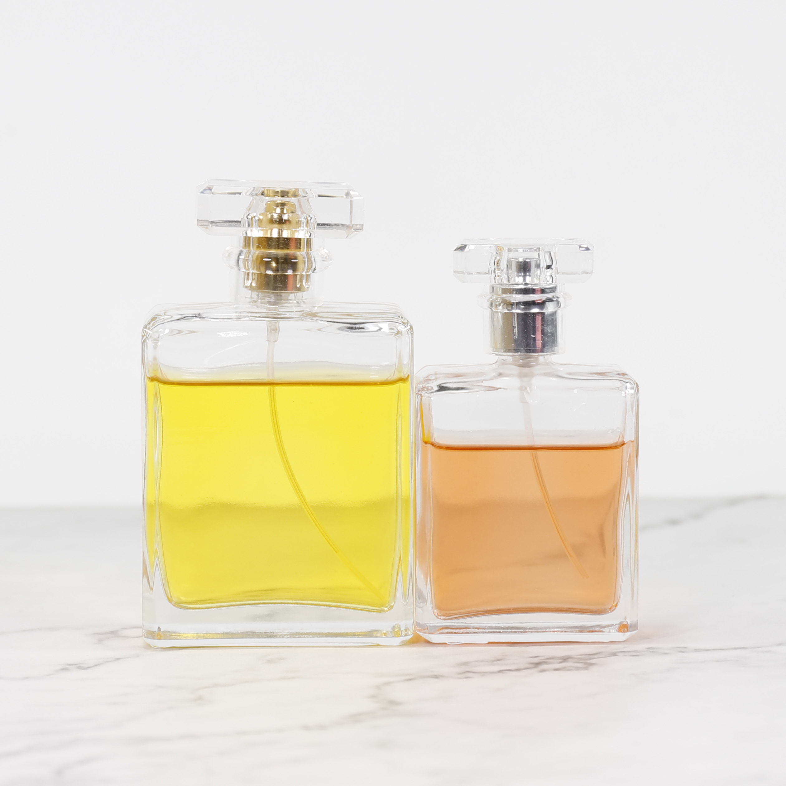 High Quality Square Crimp Custom Logo Perfume Spray Glass Bottle 50ml 100ml