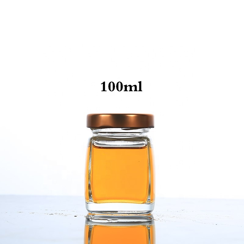 High Quality Square Glass Jam Glass Bottle Jars Pack 100ml For Honey Bird's Nest