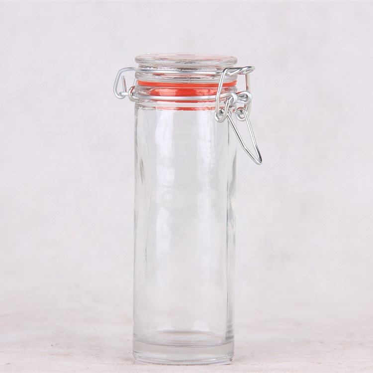High Quality Square and Round Airtight Storage Glass Jar with Clip Lid for Pepper Spice