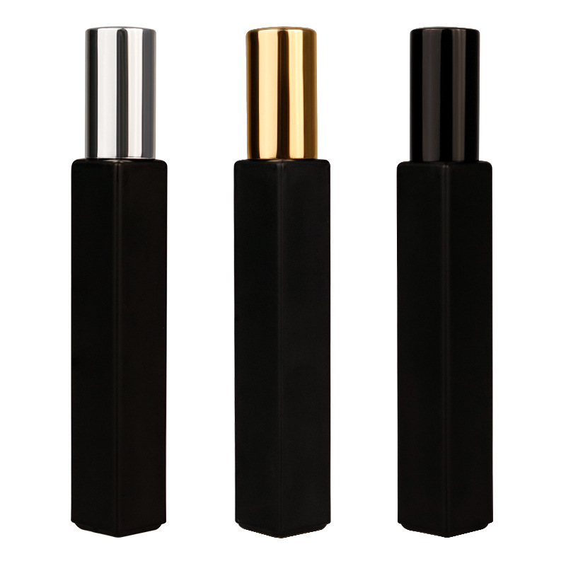 High Quality Thick Bottom 10ml Mini Square Black&White Refillable Perfume Spray Bottle with Aluminum Atomizers for Perfume