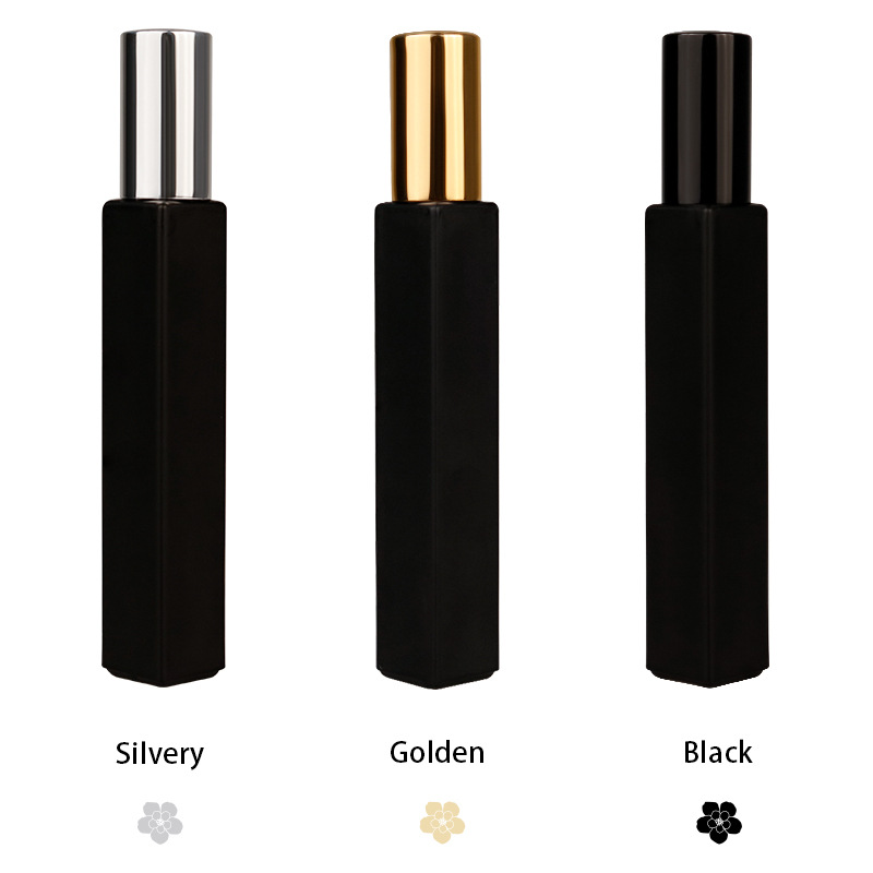 High Quality Thick Bottom 10ml Mini Square Black&White Refillable Perfume Spray Bottle with Aluminum Atomizers for Perfume