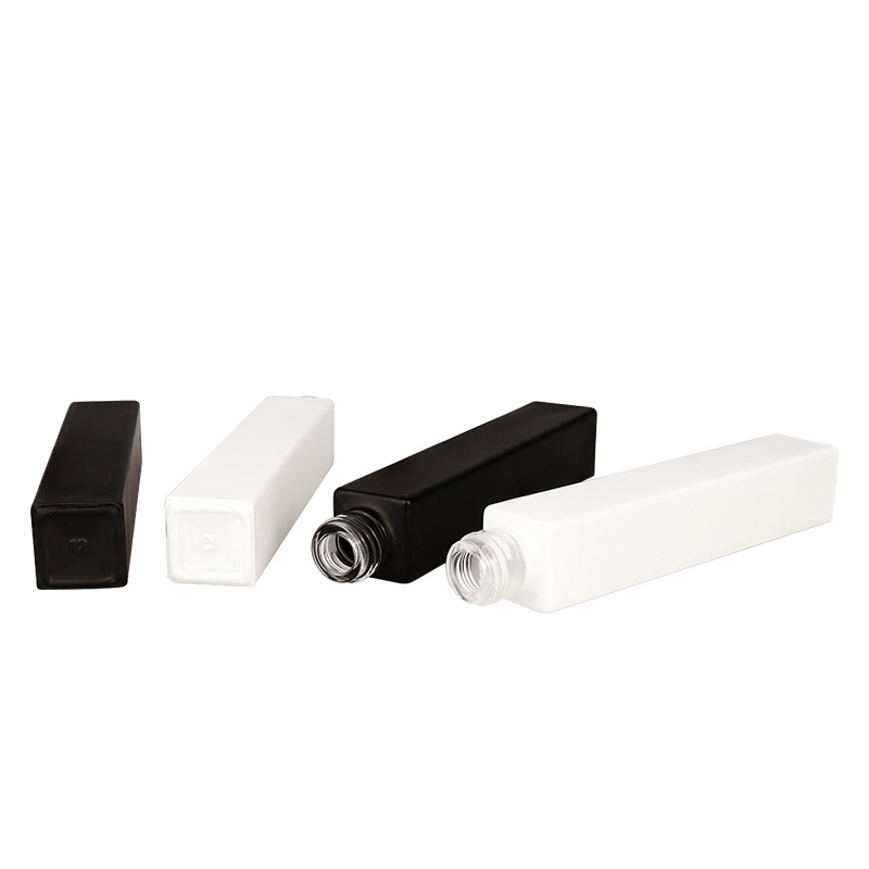 High Quality Thick Bottom 10ml Mini Square Black&White Refillable Perfume Spray Bottle with Aluminum Atomizers for Perfume