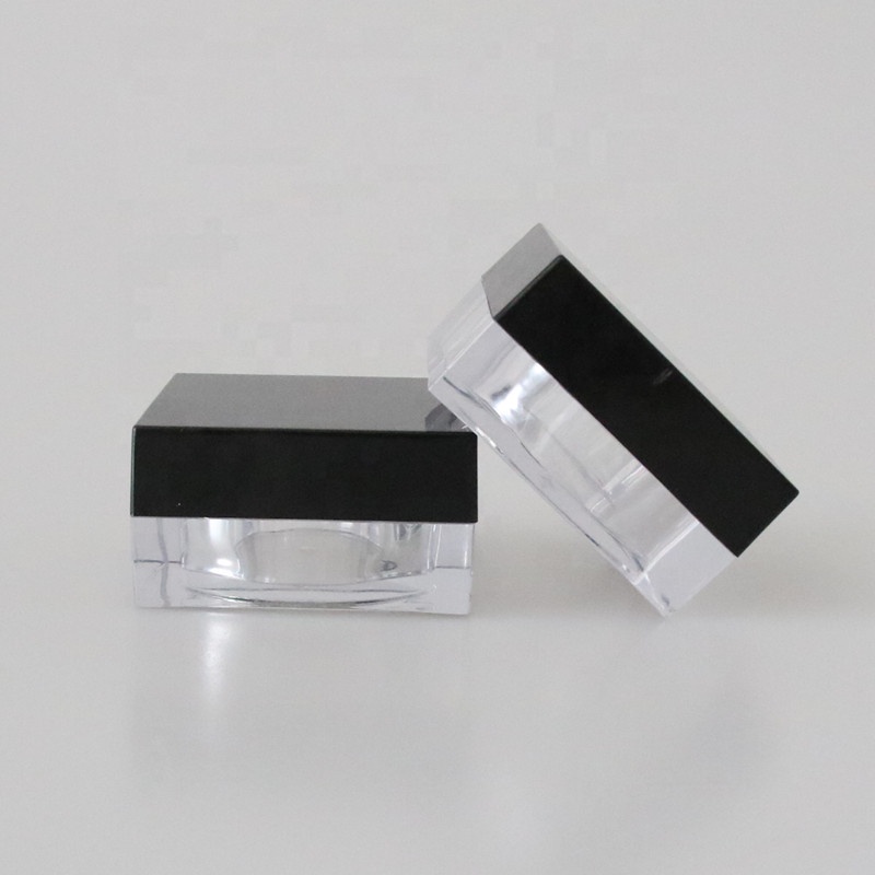 High Quality Transparent 15g Acrylic Square Cosmetic Loose Powder Compact Case Jar with Sifter