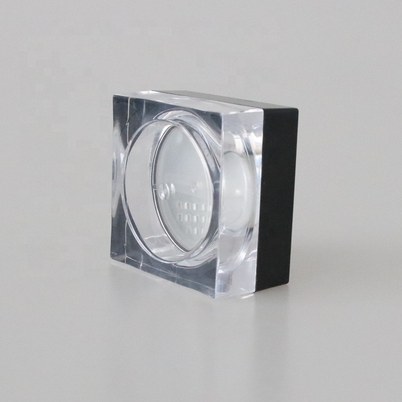 High Quality Transparent 15g Acrylic Square Cosmetic Loose Powder Compact Case Jar with Sifter