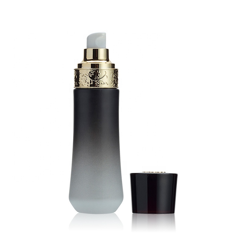 High Quality White Cosmetic Packaging Empty Black Lotion Bottle 30ml 50ml Serum Glass Cosmetic