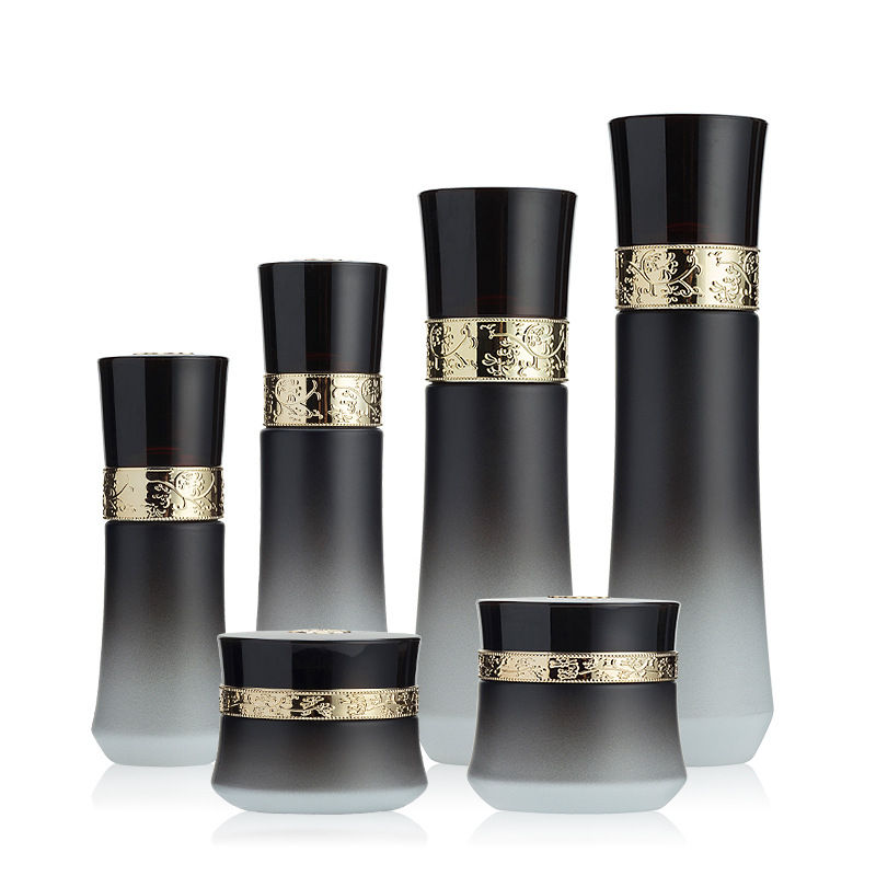 High Quality White Cosmetic Packaging Empty Black Lotion Bottle 30ml 50ml Serum Glass Cosmetic