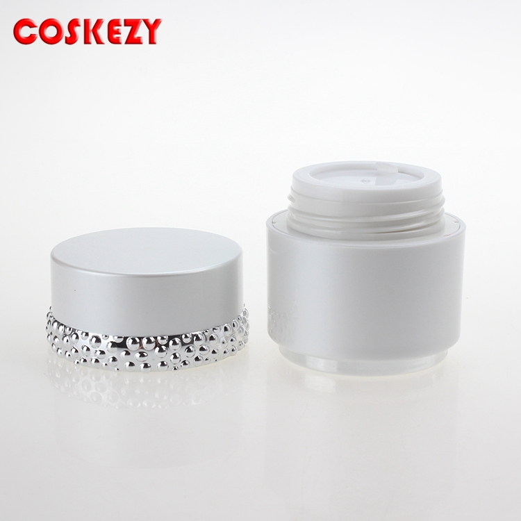 High Quality White Empty Cosmetic Acrylic Jar 30g, Double Wall Round 1 oz Screw Cap Cream Container Plastic Jar