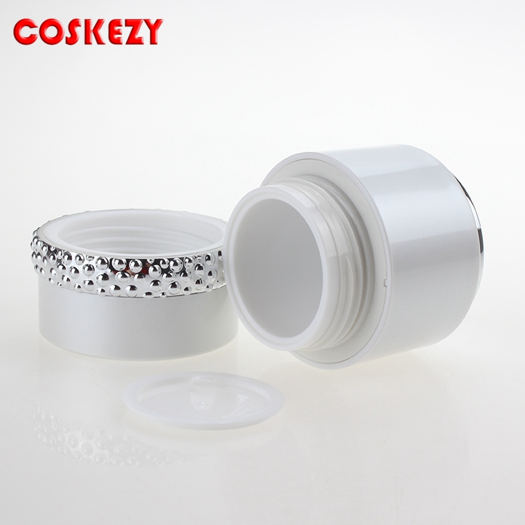 High Quality White Empty Cosmetic Acrylic Jar 30g, Double Wall Round 1 oz Screw Cap Cream Container Plastic Jar