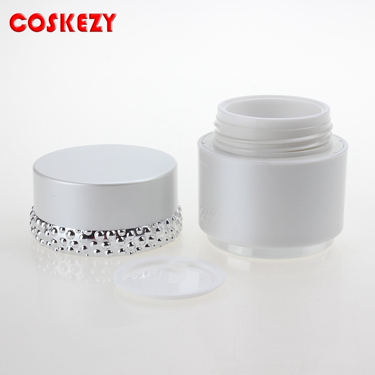 High Quality White Empty Cosmetic Acrylic Jar 30g, Double Wall Round 1 oz Screw Cap Cream Container Plastic Jar