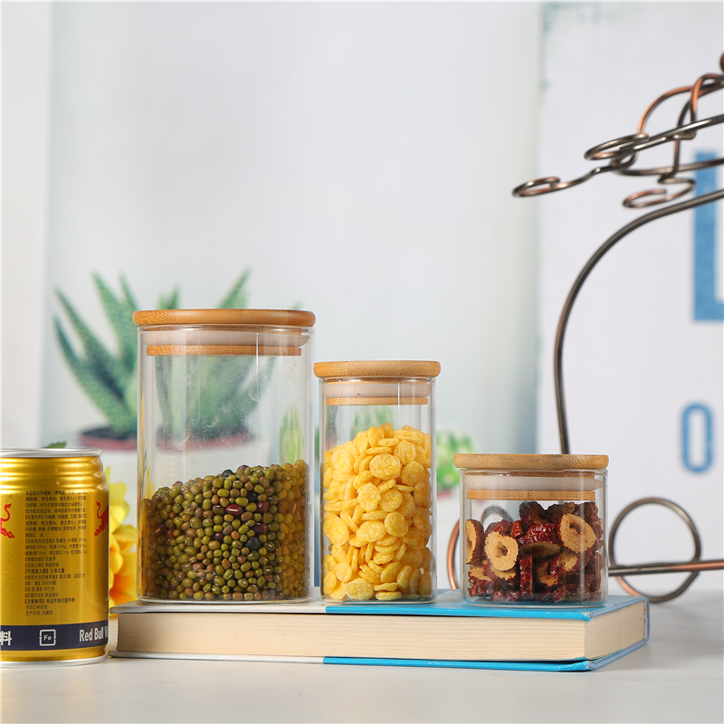 High Quality Wholesale Custom Cheap High borosilicate moistureproof bamboo cork sealed storage tank