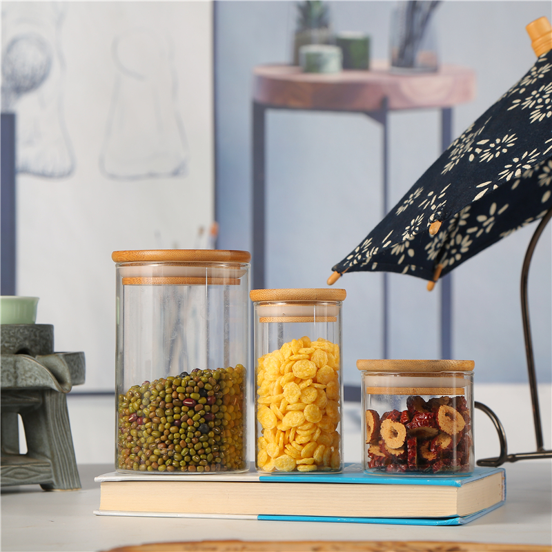 High Quality Wholesale Custom Cheap High borosilicate moistureproof bamboo cork sealed storage tank