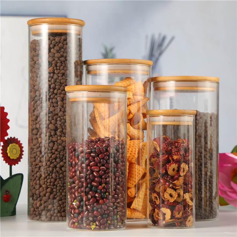 High Quality Wholesale Custom Cheap High borosilicate moistureproof bamboo cork sealed storage tank