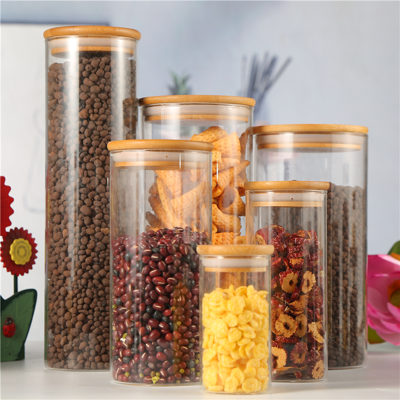 High Quality Wholesale Custom Cheap High borosilicate moistureproof bamboo cork sealed storage tank